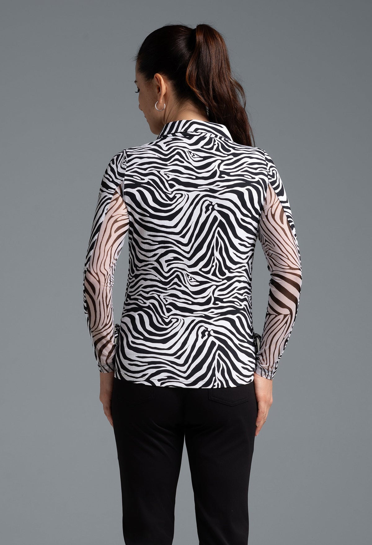 Cecilia Print Adjustable Length Long Sleeve Polo – 48932